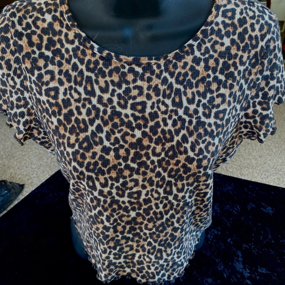 American Eagle Outfitters Leopard Print Short Sleeve Top